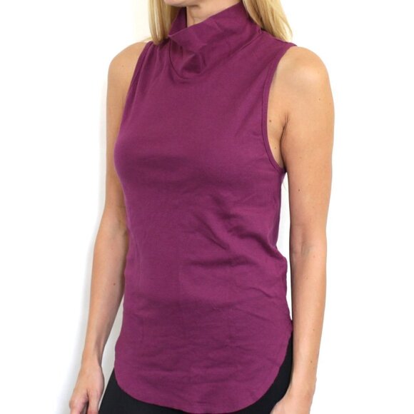 Free People Tops - FREE PEOPLE sleeveless top mock turtle neck women's size M magenta